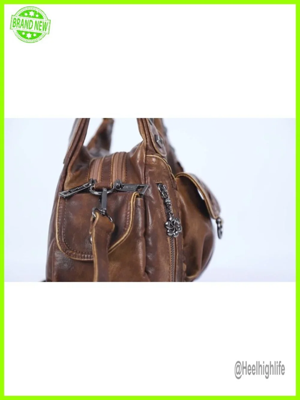 Vegan Leather Hobo Shoulder Bag Crossbody Tote Multi-Pocket Handbag